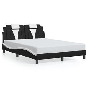 VidaXL Bedframe met LED-verlichting kunstleer zwart en wit 140x200 cm