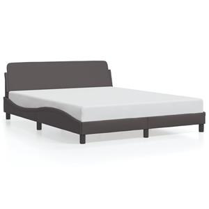 VidaXL Bedframe met hoofdbord kunstleer grijs 160x200 cm