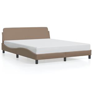 VidaXL Bedframe met hoofdbord kunstleer cappuccinokleurig 160x200 cm