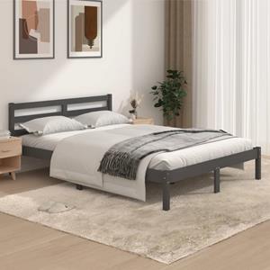 VidaXL Bedframe massief grenenhout grijs 135x190 cm