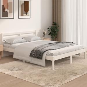 VidaXL Bedframe massief grenenhout wit 140x190 cm