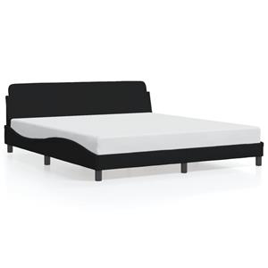 VidaXL Bedframe met hoofdbord stof zwart 180x200 cm