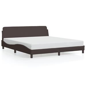 VidaXL Bedframe met hoofdbord stof donkerbruin 180x200 cm