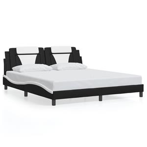 VidaXL Bedframe met LED-verlichting kunstleer zwart en wit 180x200 cm