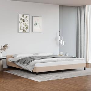 VidaXL Bedframe met hoofdbord kunstleer cappuccinokleurig 200x200 cm