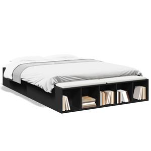 VidaXL Bedframe LED massief hout zwart 140x190 cm