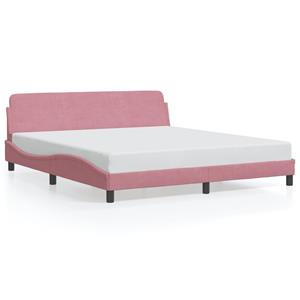 VidaXL Bedframe met hoofdeinde fluweel roze 180x200 cm