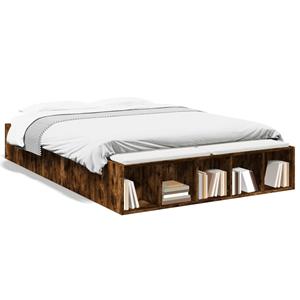 VidaXL Bedframe bewerkt hout gerookt eikenkleurig 135x190 cm