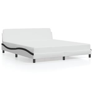 VidaXL Bedframe met hoofdbord kunstleer wit en zwart 180x200 cm