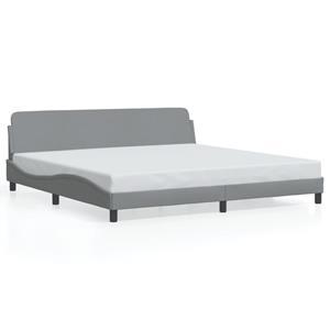 VidaXL Bedframe met hoofdbord stof lichtgrijs 200x200 cm