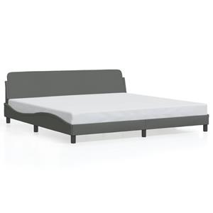 VidaXL Bedframe met hoofdbord stof donkergrijs 200x200 cm