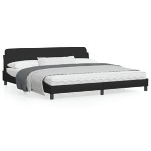 VidaXL Bedframe met hoofdbord stof zwart 200x200 cm