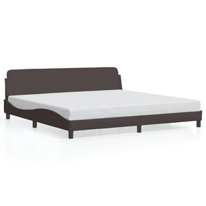 VidaXL Bedframe met hoofdbord stof donkerbruin 200x200 cm