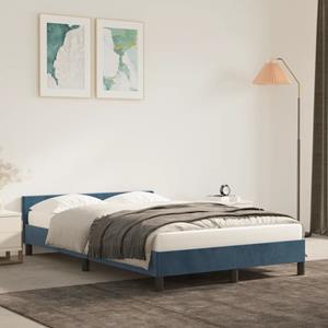 VidaXL Bedframe met hoofdeinde fluweel donkerblauw 120x200 cm