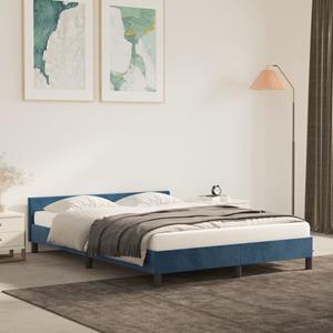 VidaXL Bedframe met hoofdeinde fluweel donkerblauw 140x190 cm