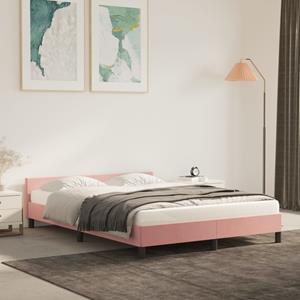 VidaXL Bedframe met hoofdeinde fluweel roze 140x190 cm