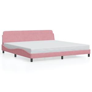 VidaXL Bedframe met hoofdeinde fluweel roze 200x200 cm