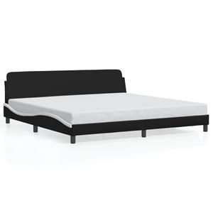 VidaXL Bedframe met hoofdbord kunstleer zwart en wit 200x200 cm