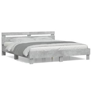 VidaXL Bedframe met hoofdeinde bewerkt hout betongrijs 200x200 cm