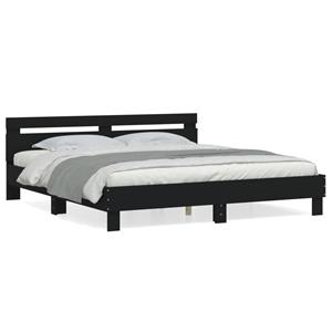 VidaXL Bedframe met hoofdbord bewerkt hout zwart 180x200 cm