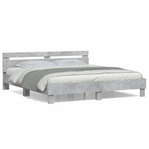 VidaXL Bedframe met hoofdeinde bewerkt hout betongrijs 180x200 cm