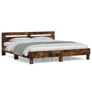 VidaXL Bedframe met hoofdeinde bewerkt hout gerookt eiken 180x200 cm