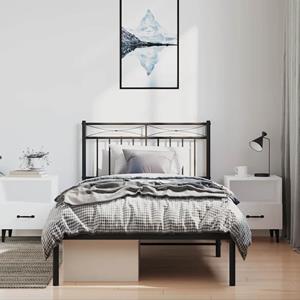 vidaXL Bedframe met hoofdbord metaal zwart 100x190 cm