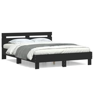 VidaXL Bedframe met hoofdeinde bewerkt hout zwart 150x200 cm