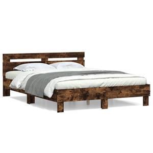 VidaXL Bedframe met hoofdeinde bewerkt hout gerookt eiken 150x200 cm