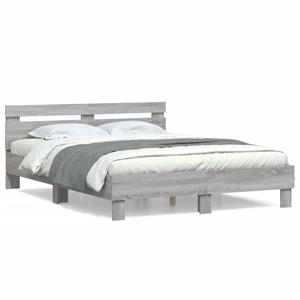 VidaXL Bedframe met hoofdeinde grijs sonoma eiken 150x200 cm