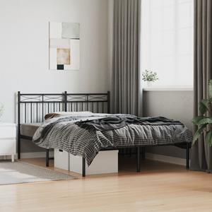 VidaXL Bedframe met hoofdbord metaal zwart 135x190 cm