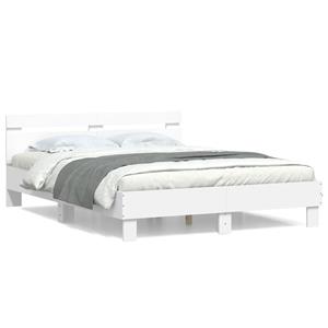 VidaXL Bedframe met hoofdbord bewerkt hout wit 140x200 cm