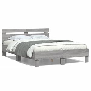 VidaXL Bedframe met hoofdeinde bewerkt hout grijs sonoma 120x200 cm