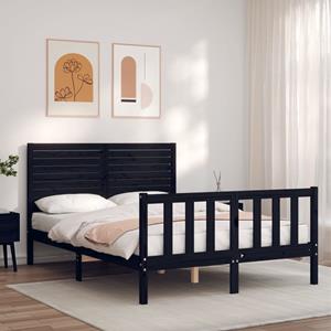 VidaXL Bedframe met hoofdbord massief hout zwart 120x200 cm