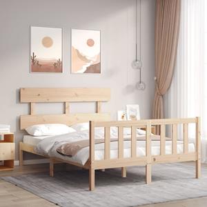 VidaXL Bedframe met hoofdbord massief hout 140x190 cm