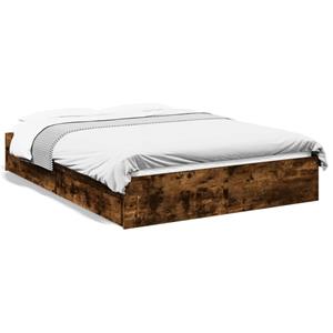 VidaXL Bedframe met lades bewerkt hout gerookt eikenkleurig 140x200 cm