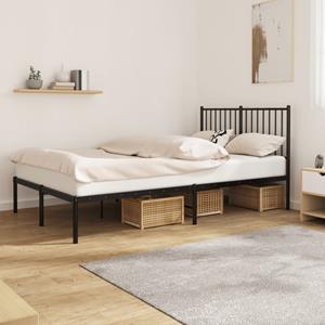 VidaXL Bedframe met hoofdbord metaal zwart 120x190 cm