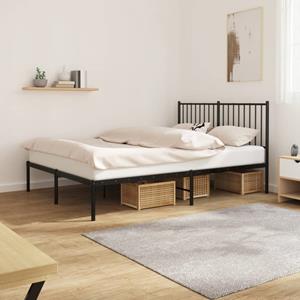 VidaXL Bedframe met hoofdbord metaal zwart 135x190 cm