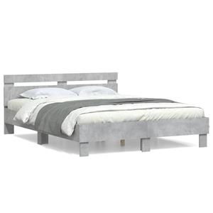 VidaXL Bedframe met hoofdeinde bewerkt hout betongrijs 140x190 cm