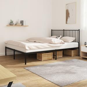 VidaXL Bedframe met hoofdbord metaal zwart 150x200 cm