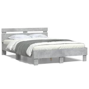 VidaXL Bedframe met hoofdeinde bewerkt hout betongrijs 135x190 cm