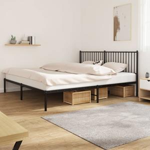 VidaXL Bedframe met hoofdbord metaal zwart 200x200 cm