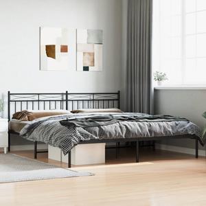 VidaXL Bedframe met hoofdbord metaal zwart 200x200 cm