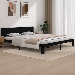 VidaXL Bedframe massief hout zwart 180x200 cm