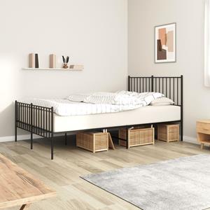 VidaXL Bedframe met hoofd- en voeteneinde metaal zwart 120x190 cm