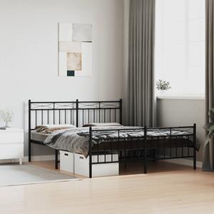 VidaXL Bedframe met hoofd- en voeteneinde metaal zwart 160x200 cm