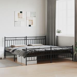 VidaXL Bedframe met hoofd- en voeteneinde metaal zwart 200x200 cm