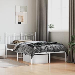 VidaXL Bedframe met hoofdbord metaal wit 120x190 cm