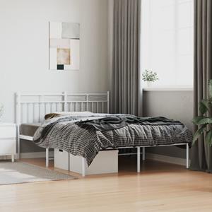 VidaXL Bedframe met hoofdbord metaal wit 140x190 cm