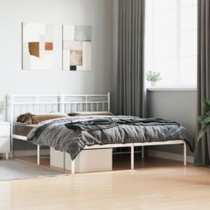 VidaXL Bedframe met hoofdbord metaal wit 150x200 cm